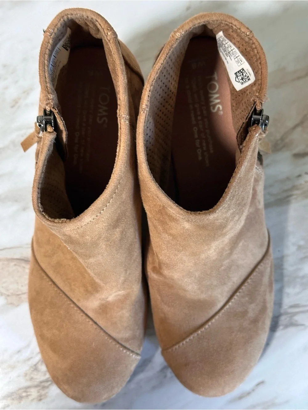 TOMS Avery Wedge Booties / microfiber suede. Size 8